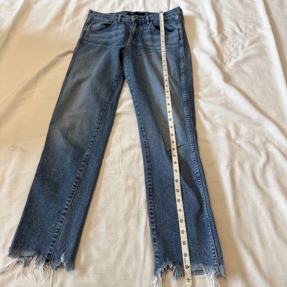 3x1 NYC 28 Straight Leg Medium Wash Raw Hem JEANS Ankle Classic Mom Y2K - Picture 6 of 8